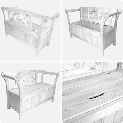 Havebænk Lena 119x43x75 cm Hvid med Opbevaring
