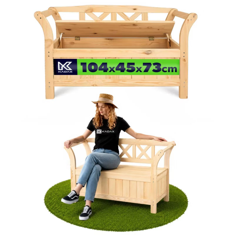 Havebænk Lena 119x43x75 cm med Opbevaring Fyrretræ