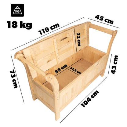 Havebænk Lena 119x43x75 cm med Opbevaring Fyrretræ