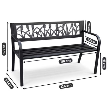Havebænk LISSA 124 cm Sort Stål