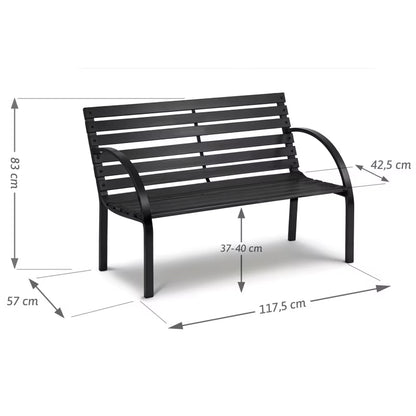 Havebænk Luca 117,5 cm Sort Træ og Stål