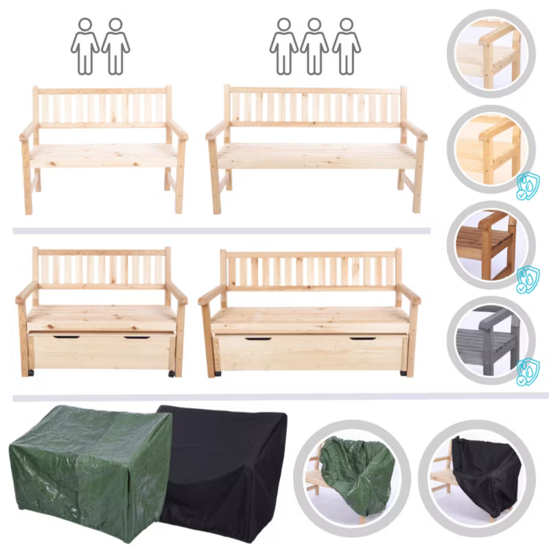 Havebænk MIR 154x70 cm Træ Grå