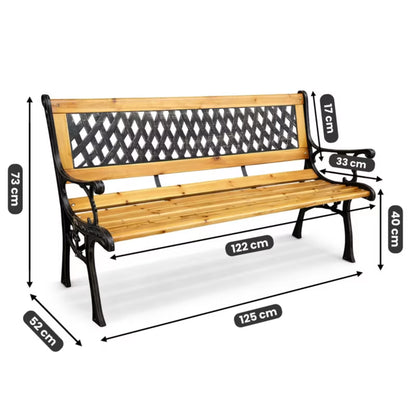 Havebænk Mirt 125x52 cm Brun Træ og Stål