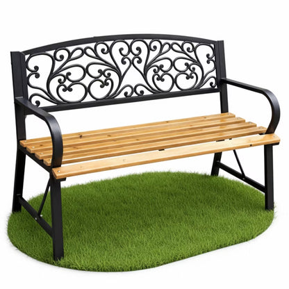 Havebænk Nerina 118 cm Sort med Træ