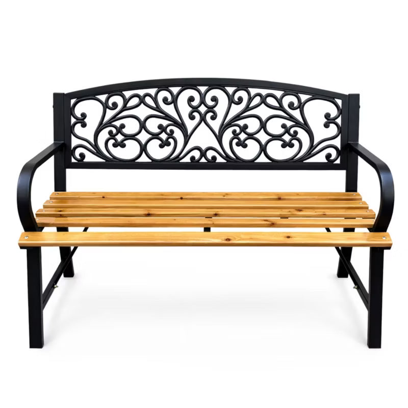 Havebænk Nerina 118 cm Sort med Træ