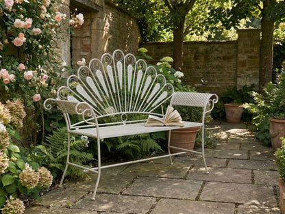 Havebænk Pavia 146 cm Hvid Metal