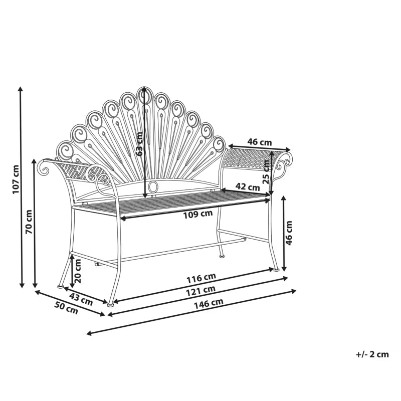 Havebænk Pavia 146 cm Hvid Metal