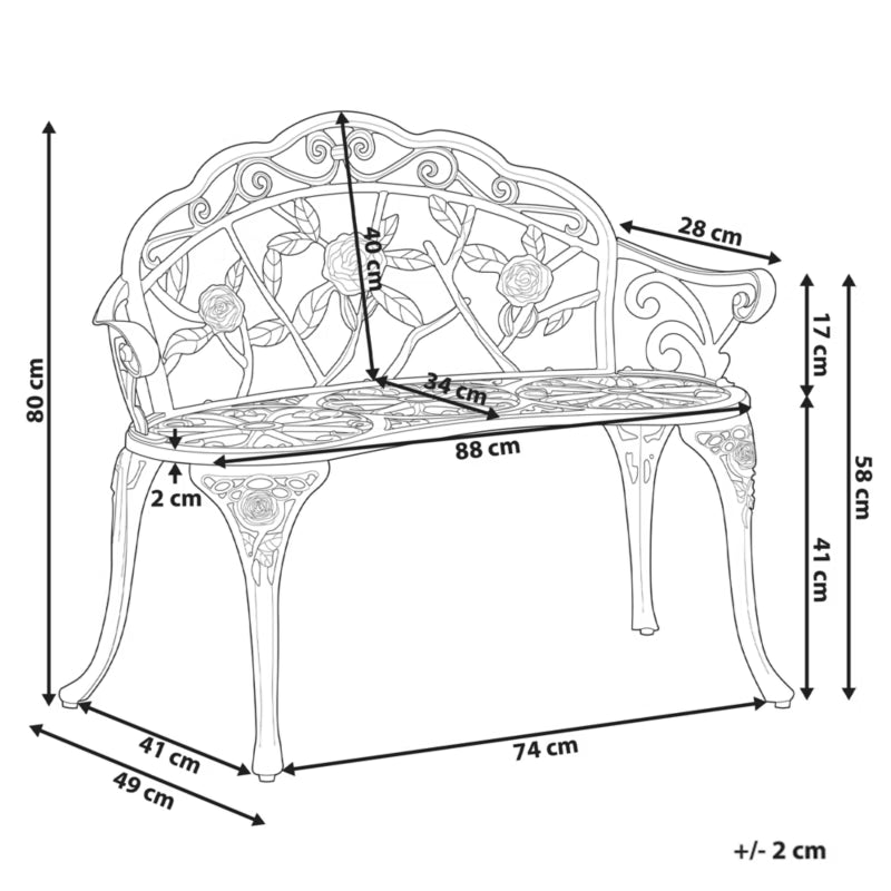 Havebænk Piura 88 cm Hvid Aluminium