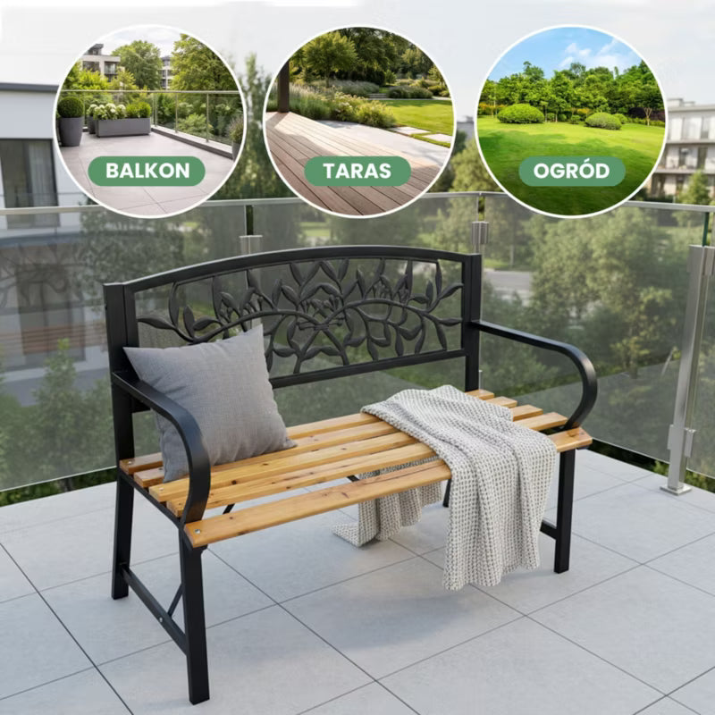 Havebænk REO 118 cm Sort og Træ