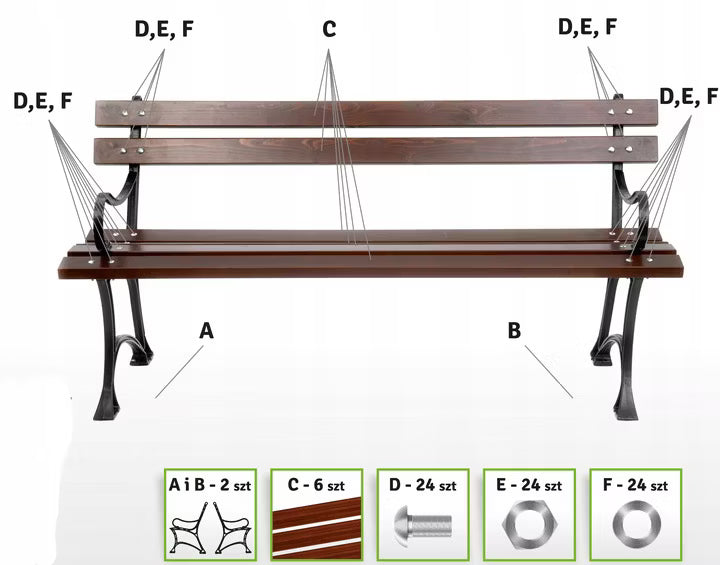 Havebænk Støbejern 150 cm Palisander 0120