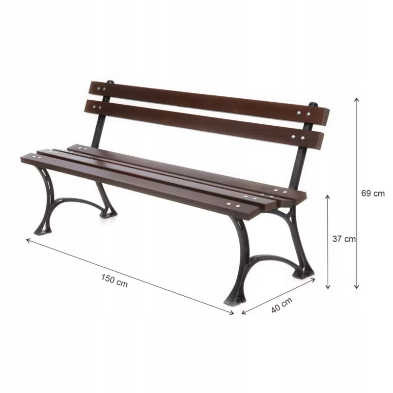 Havebænk Støbejern 150 cm Palisander