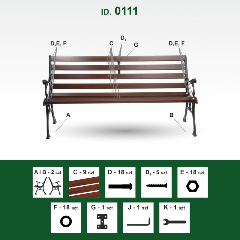 Havebænk Støbejern 155 cm Palisander 0111