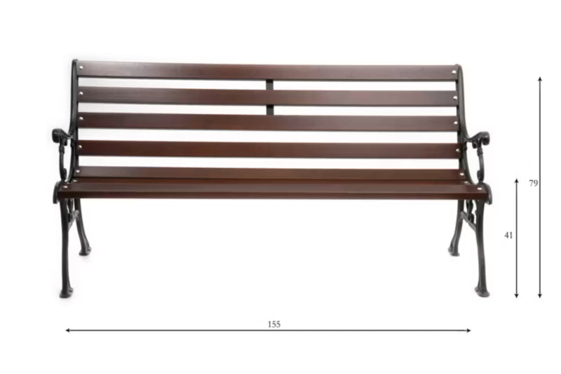 Havebænk Støbejern 155 cm Palisander 0111