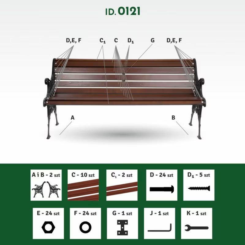 Havebænk Støbejern Retro 155 cm Palisander