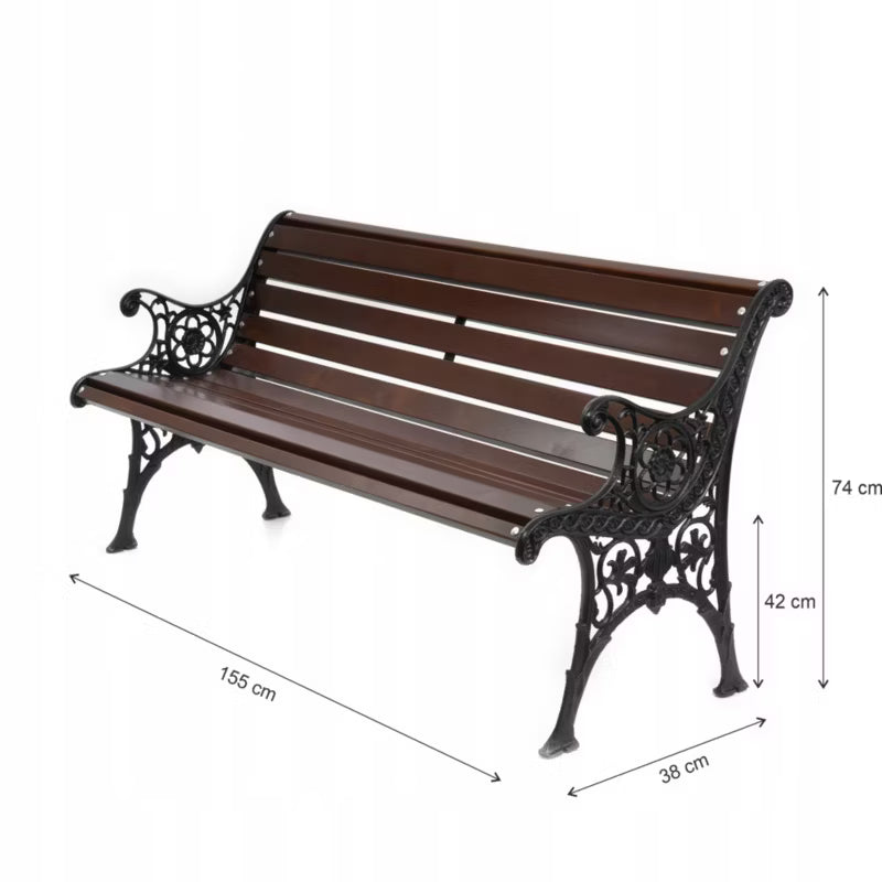 Havebænk Støbejern Retro 155 cm Palisander