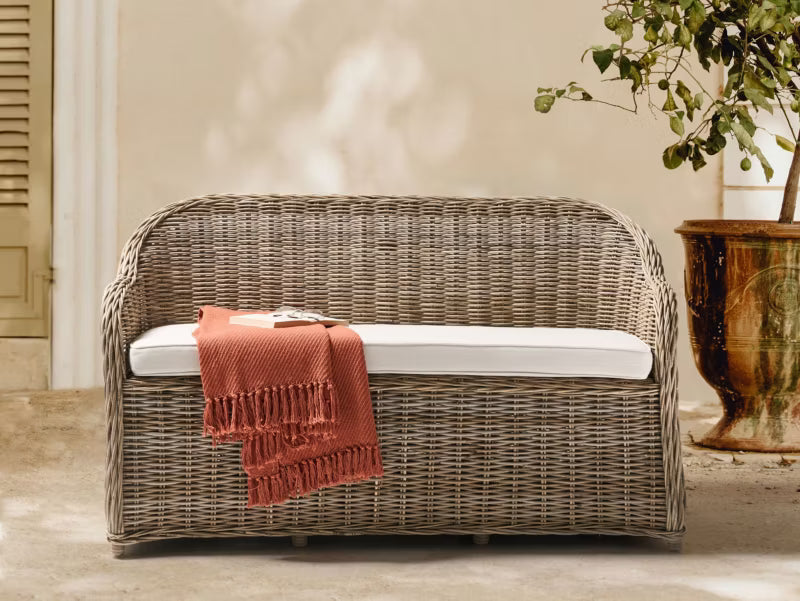 Havebænk Susua 150 cm Rattan Natur med Hynde