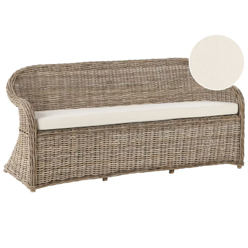 Havebænk Susua 189 cm Natur Rattan med Hynde