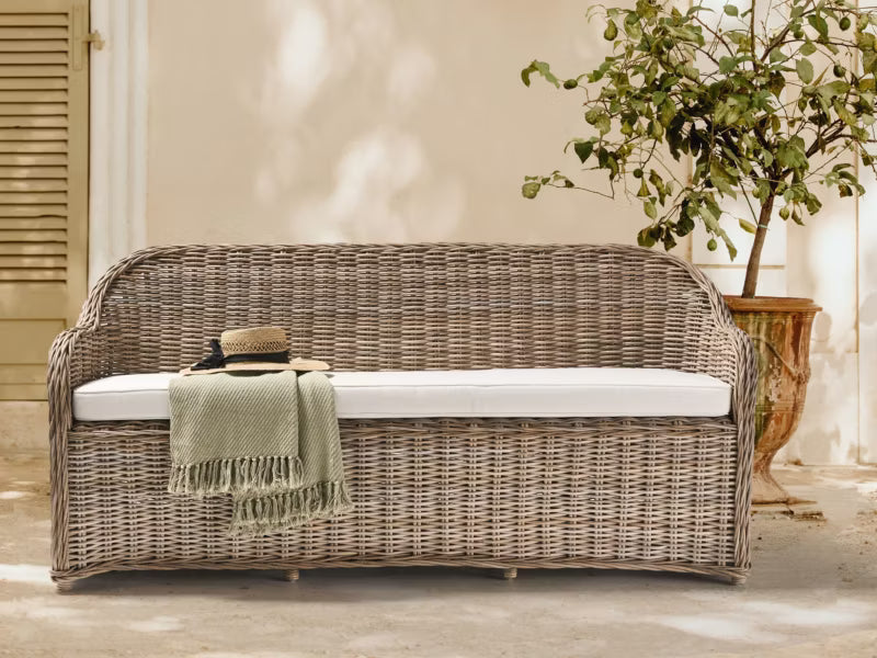 Havebænk Susua 189 cm Natur Rattan med Hynde