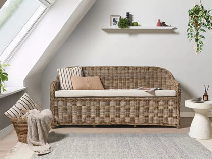 Havebænk Susua 189 cm Natur Rattan med Hynde