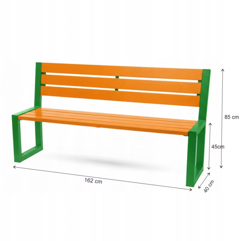 Havebænk Szkolna 162 cm Stål Grøn