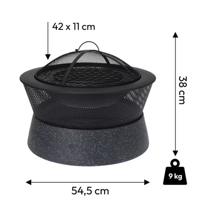 Havebålfad Rund 54,5 cm Sort med Grillrist