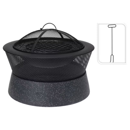 Havebålfad Rund 54,5 cm Sort med Grillrist