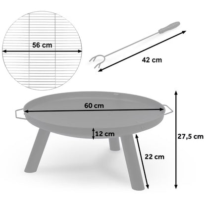 Havebålsted BD-881 60 cm Sort Stål