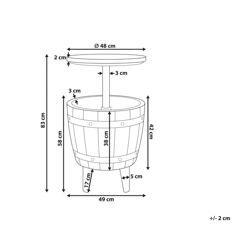 Havebar Silg 49 cm med Køleboks Beige Grå