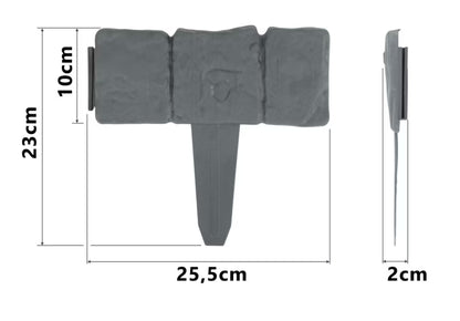 Havebedskant 250 cm Grå Plast