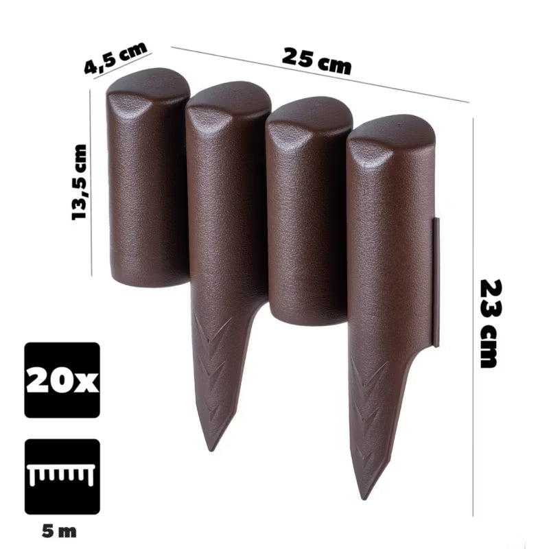 Havebedskant 5m Brun Plastik