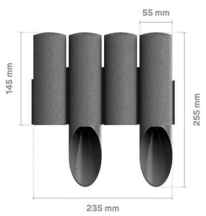 Havebedskant Palisade 25,5 cm 2,3 m Grafit