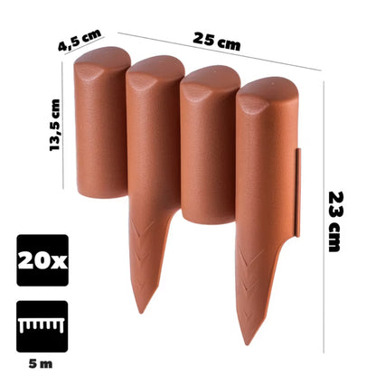 Havebedskant Palisade 5m Plastik Terrakotta