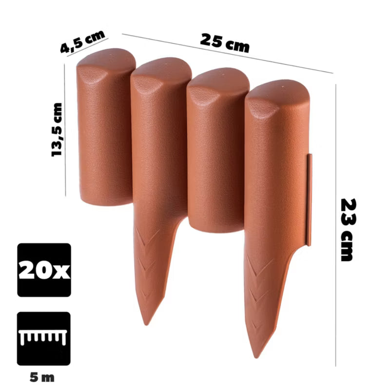 Havebedskant Palisade 5m Plastik Terrakotta