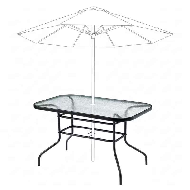 Havebord 120x70 cm Transparent Glas med Parasolhul