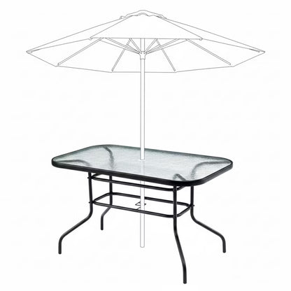 Havebord 120x70 cm Transparent Glas med Parasolhul