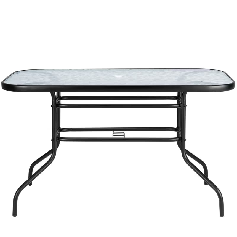 Havebord 120x70 cm Transparent Glas med Parasolhul
