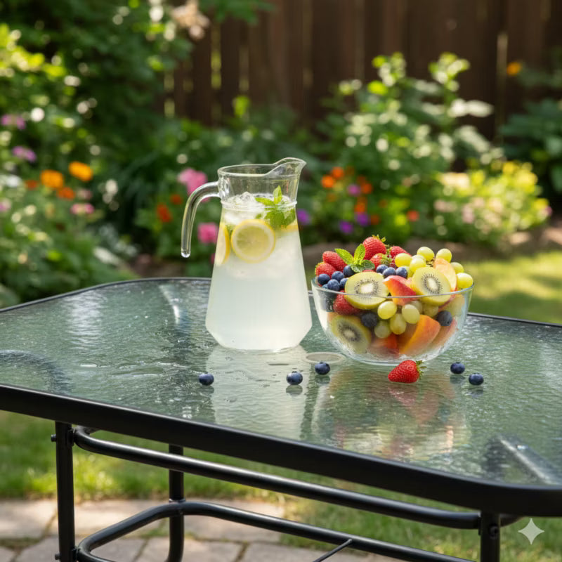 Havebord 120x70 cm Transparent Glas med Parasolhul