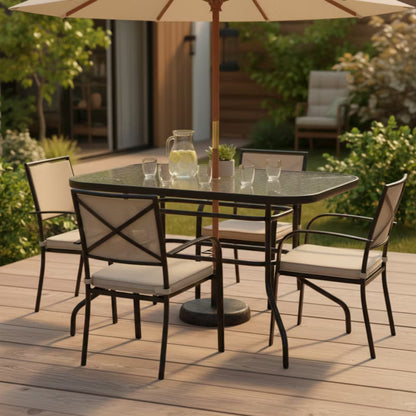 Havebord 120x70 cm Transparent Glas med Parasolhul
