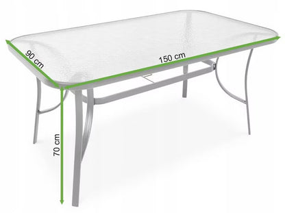 Havebord 150x90 cm Mørkegrå Stål