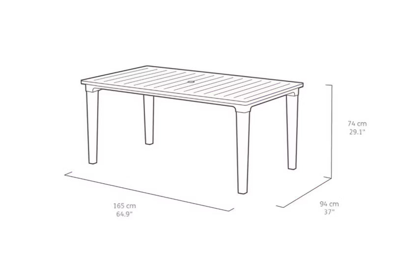 Havebord 165x93 cm Brun med Parasolhul