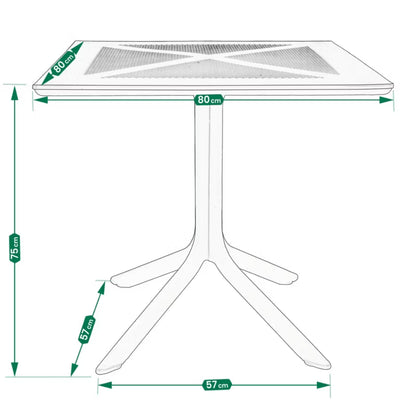 Havebord 80x80 cm Sort Plastik