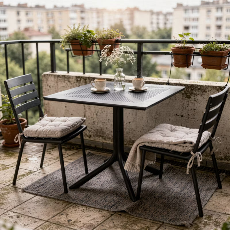 Havebord 80x80 cm Sort Plastik