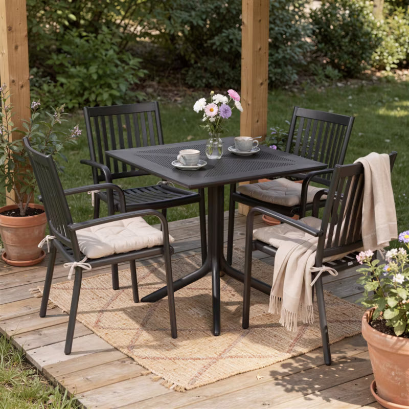 Havebord 80x80 cm Sort Plastik