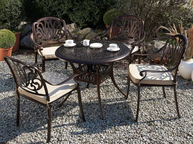 Havebord Ancona Ø90 cm Mørkebrun Aluminium