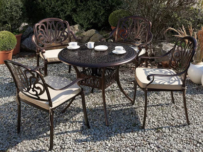 Havebord Ancona Ø90 cm Mørkebrun Aluminium