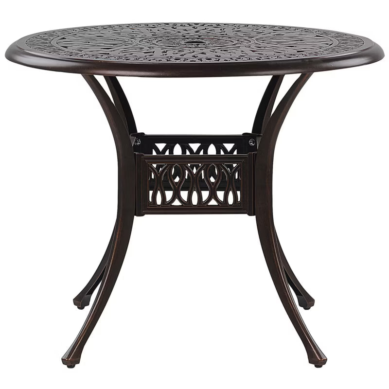Havebord Ancona Ø90 cm Mørkebrun Aluminium