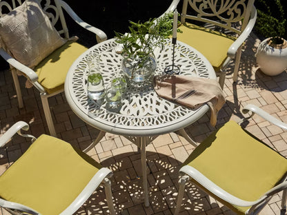 Havebord Ancona Rund 90 cm Hvid Aluminium