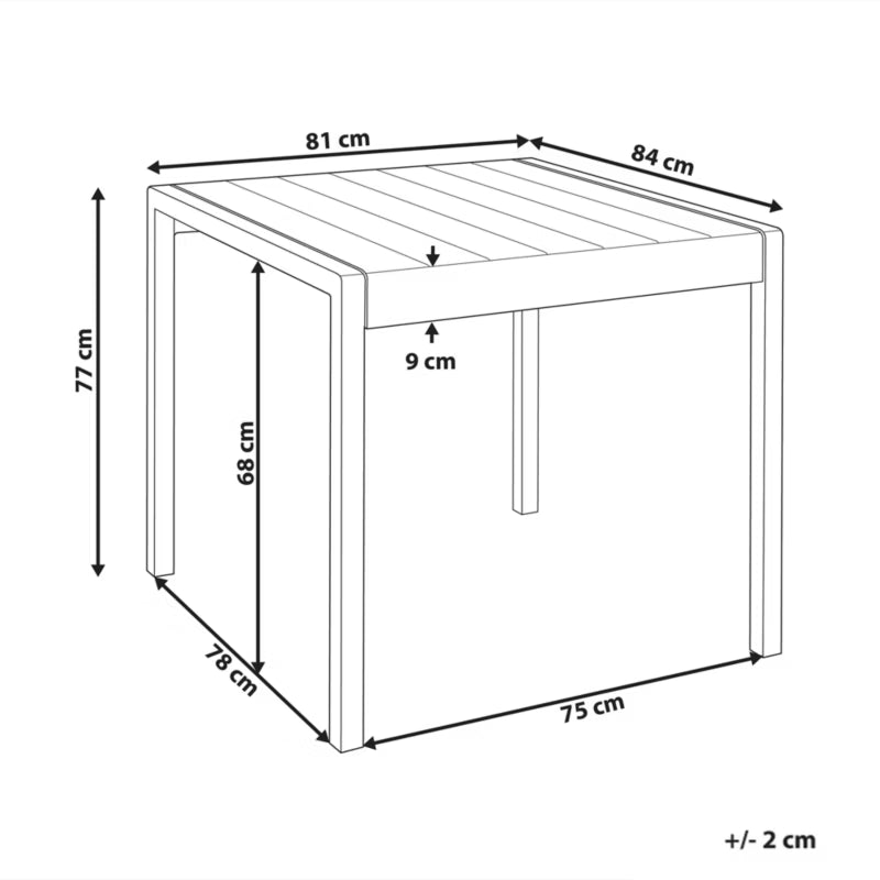 Havebord Bartica 81x84 cm Sort