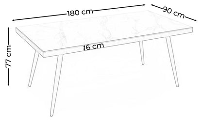 Havebord Belize 180x77 cm Hvid Aluminium HPL