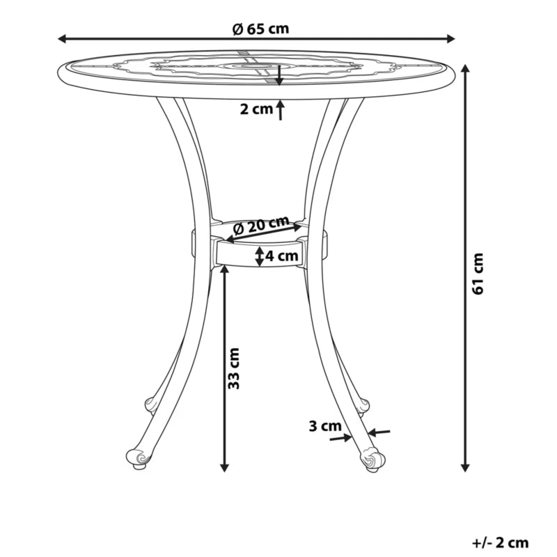 Havebord Bovino Rund Ø65 cm Mørkebrun Aluminium